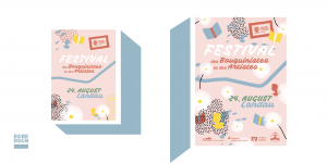 Vorstellung der Grafik des Programmflyers & des Poster des Festival des Bouquinistes et Artistes 2019 in Landau. Design: RORE DESIGN - Grafikdesign aus Landau
